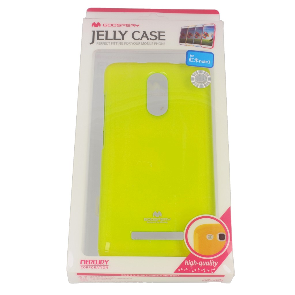 Pokrowiec etui silikonowe Mercury JELLY CASE limonkowe Xiaomi Redmi Note 3 / 8