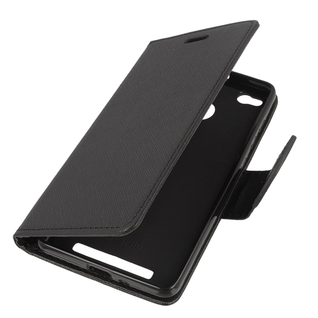 Pokrowiec etui z klapk na magnes Fancy Case czarne Xiaomi Redmi 3s