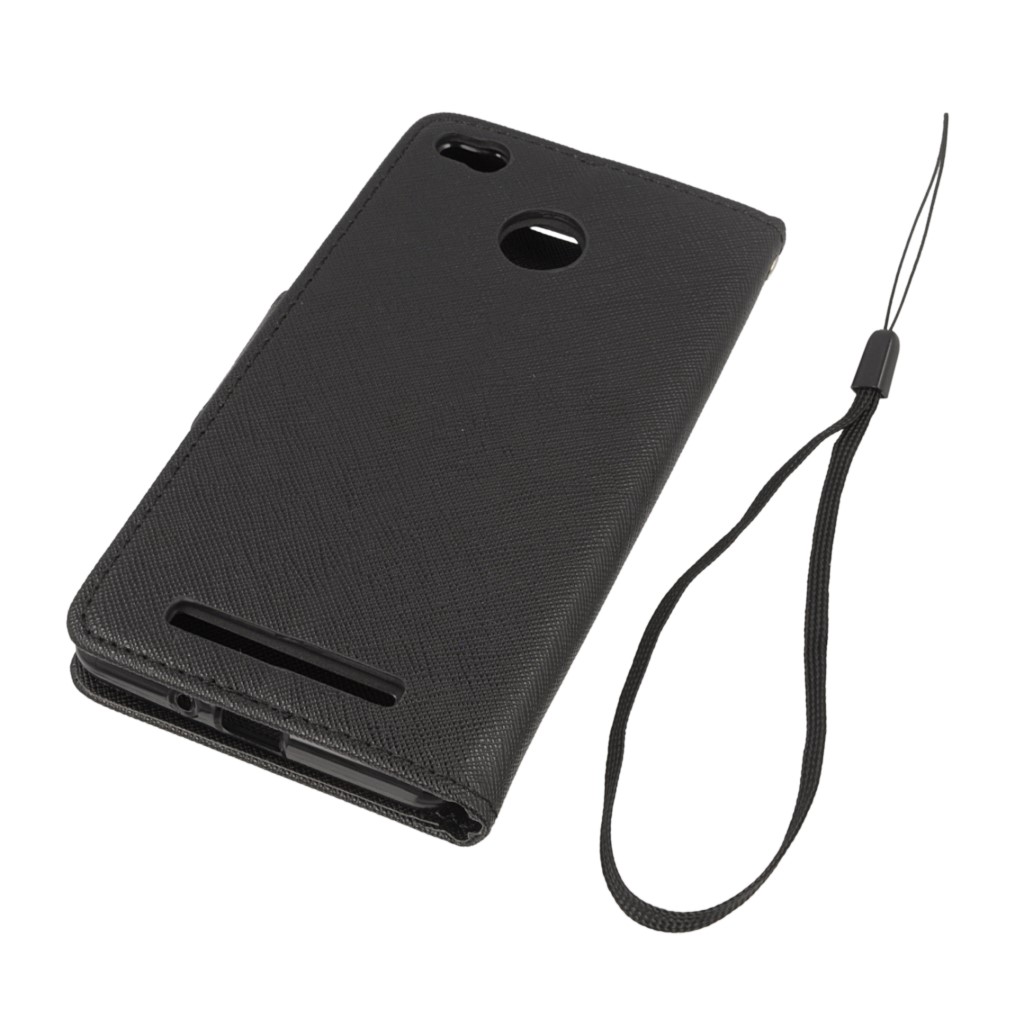 Pokrowiec etui z klapk na magnes Fancy Case czarne Xiaomi Redmi 3s / 3