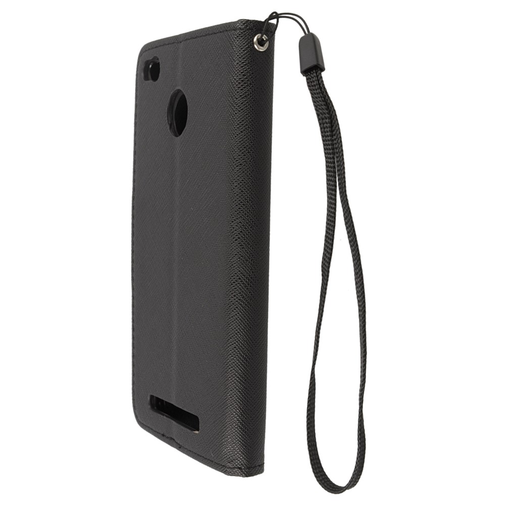 Pokrowiec etui z klapk na magnes Fancy Case czarne Xiaomi Redmi 3s / 6