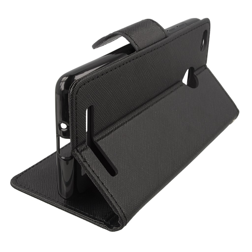 Pokrowiec etui z klapk na magnes Fancy Case czarne Xiaomi Redmi 3 Pro / 7
