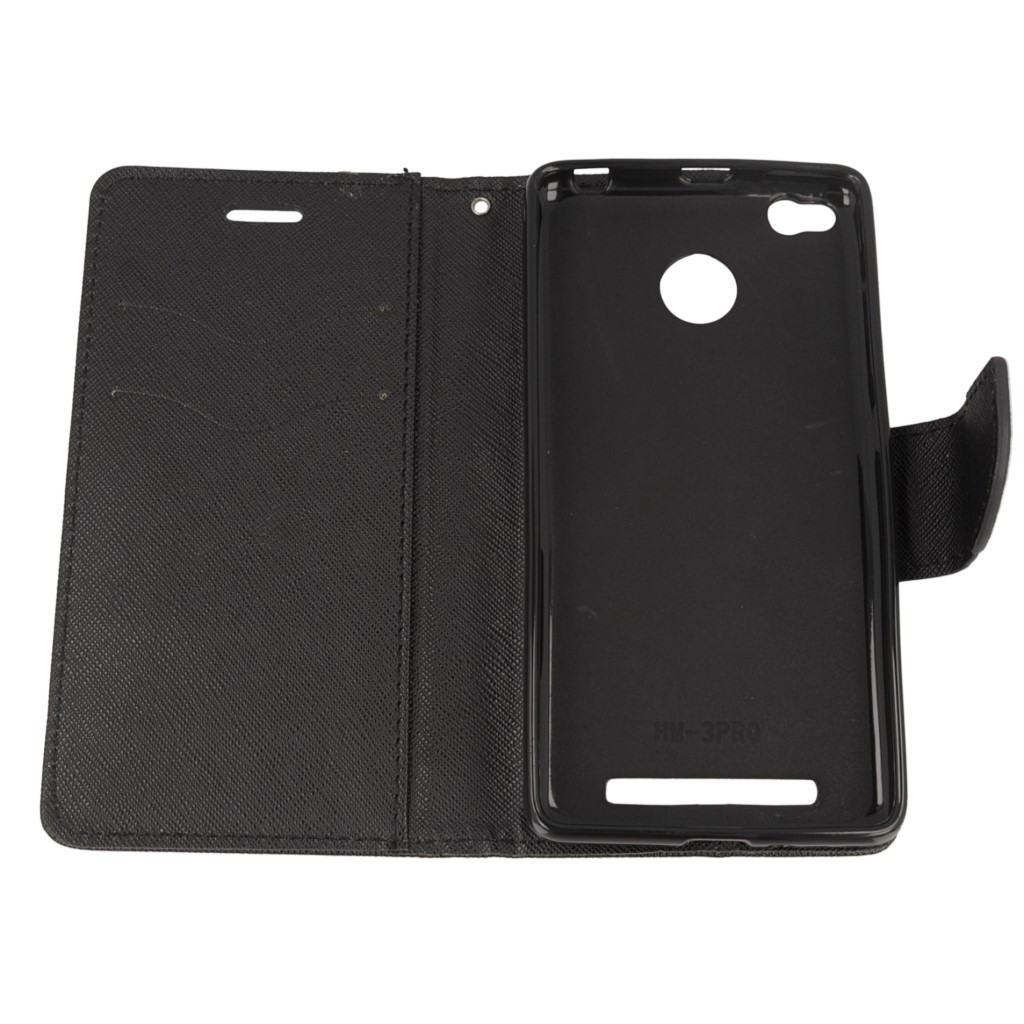Pokrowiec etui z klapk na magnes Fancy Case czarne Xiaomi Redmi 3 Pro / 8
