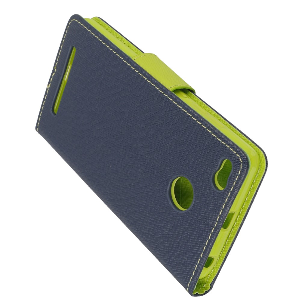 Pokrowiec etui z klapk na magnes Fancy Case granatowo-limonkowe Xiaomi Redmi 3s / 4