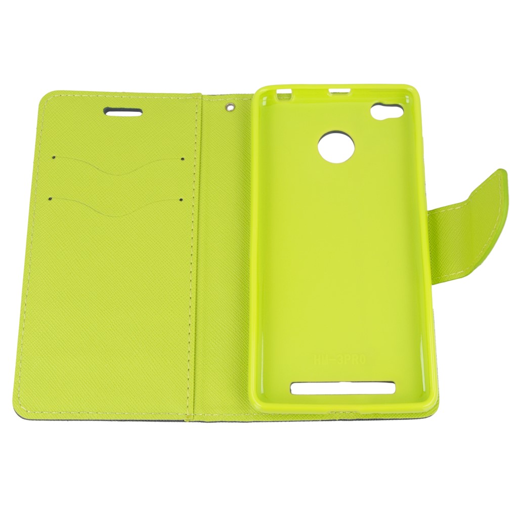 Pokrowiec etui z klapk na magnes Fancy Case granatowo-limonkowe Xiaomi Redmi 3s / 8