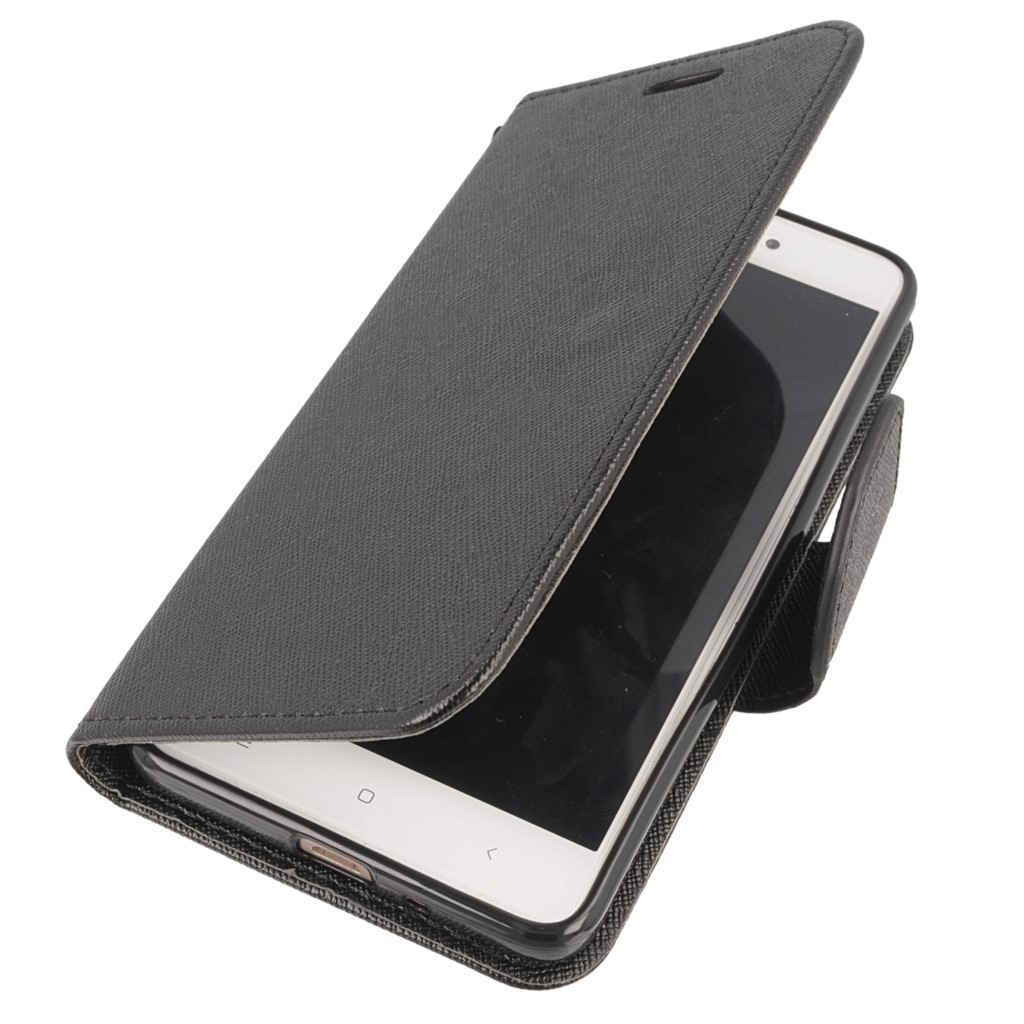 Pokrowiec etui z klapk na magnes Fancy Case czarne Xiaomi Redmi 4A
