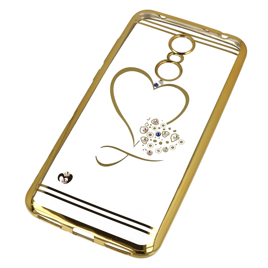 Pokrowiec etui silikonowe Diamond Serce z�ote Xiaomi Redmi 5 Plus