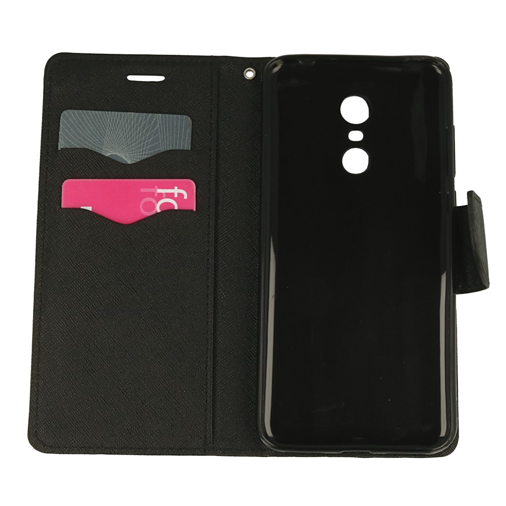 Pokrowiec etui z klapk na magnes Fancy Case czarne Xiaomi Redmi 5 Plus / 3
