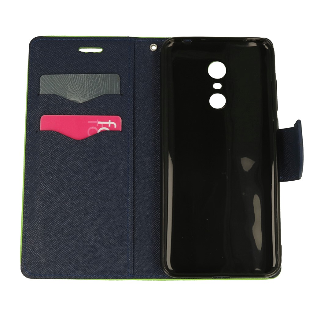 Pokrowiec etui z klapk na magnes Fancy Case limonkowo-granatowe Xiaomi Redmi 5 Plus / 3