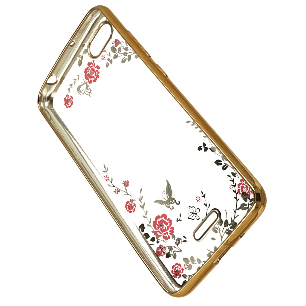 Pokrowiec etui silikonowe Diamond Kwiaty zote Xiaomi Redmi 6A / 4