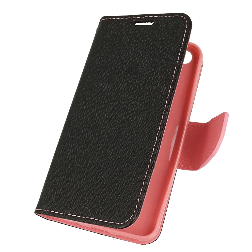 Pokrowiec etui z klapk na magnes Fancy Case czarno-rowe Xiaomi Redmi Go