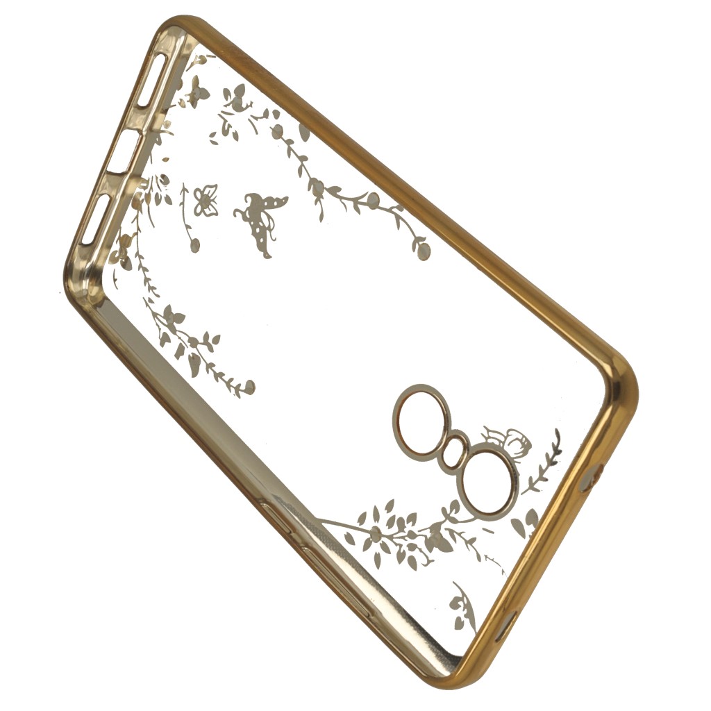 Pokrowiec etui silikonowe Diamond Kwiaty zote Xiaomi Redmi Note 4X / 4