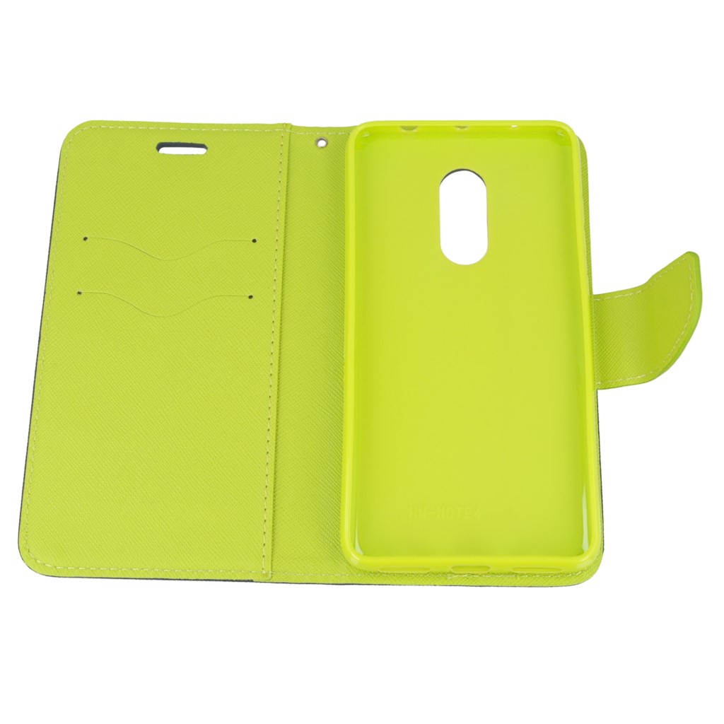 Pokrowiec etui z klapk na magnes Fancy Case granatowo-limonkowe Xiaomi Redmi Note 4X / 9