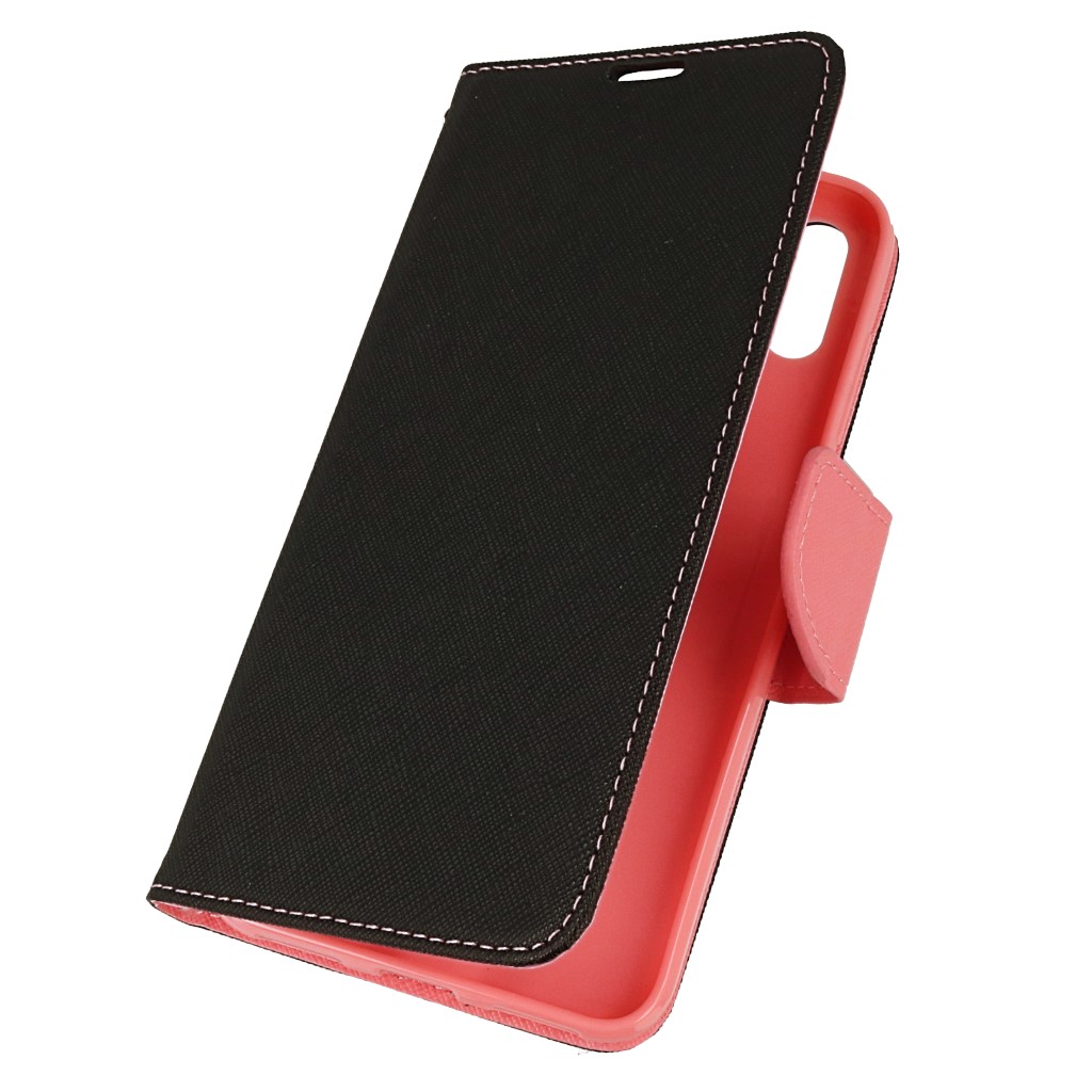 Pokrowiec etui z klapk na magnes Fancy Case czarno-rowe Xiaomi Redmi 7
