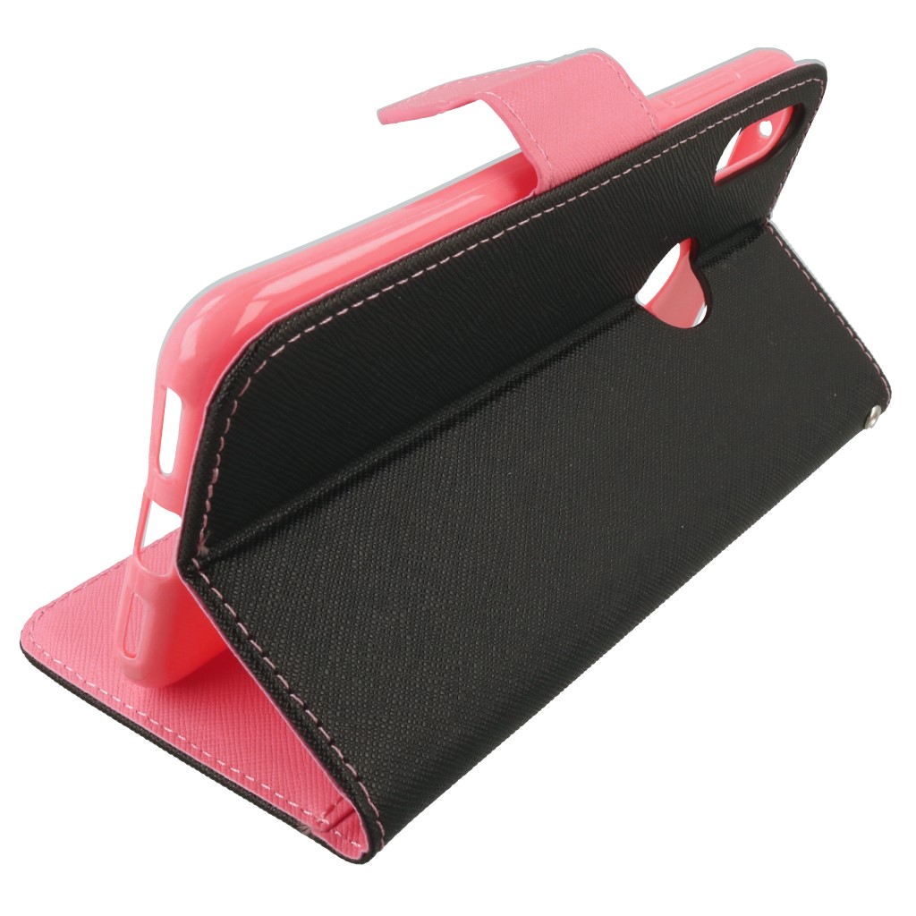 Pokrowiec etui z klapk na magnes Fancy Case czarno-rowe Xiaomi Redmi S2 / 4
