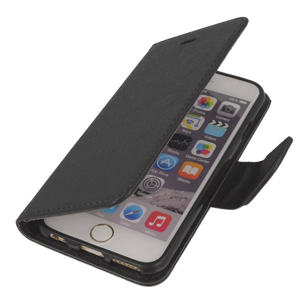 Pokrowiec etui z klapk na magnes Fancy Case czarne APPLE iPhone 6s