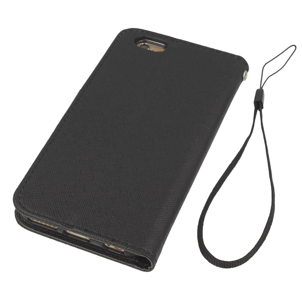 Pokrowiec etui z klapk na magnes Fancy Case czarne APPLE iPhone 6s / 4