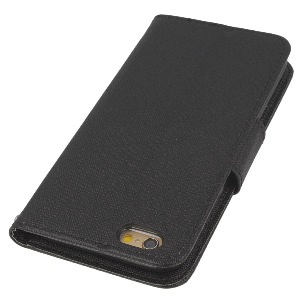 Pokrowiec etui z klapk na magnes Fancy Case czarne APPLE iPhone 6 / 5