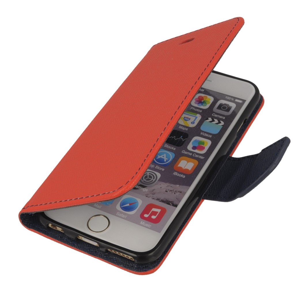 Pokrowiec etui z klapk na magnes Fancy Case czerwono-granatowe APPLE iPhone 6