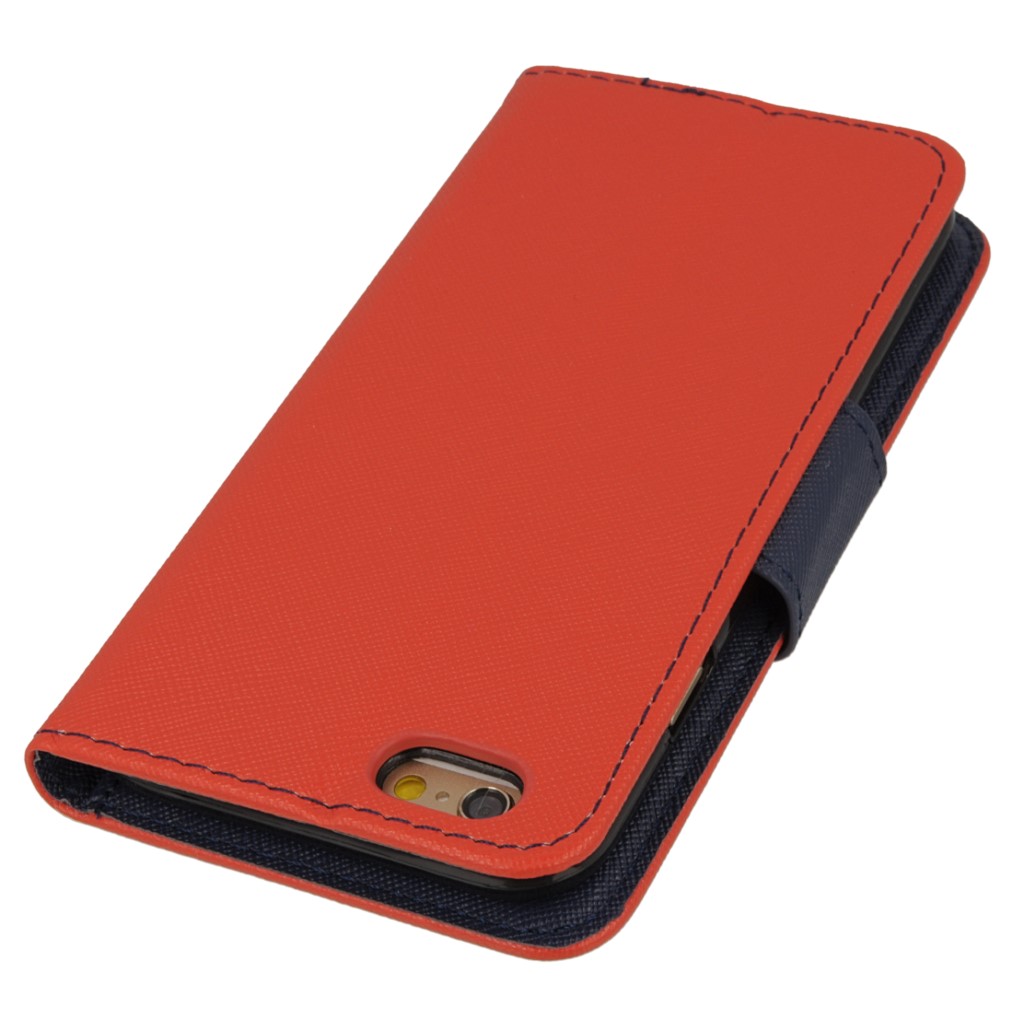 Pokrowiec etui z klapk na magnes Fancy Case czerwono-granatowe APPLE iPhone 6 / 5