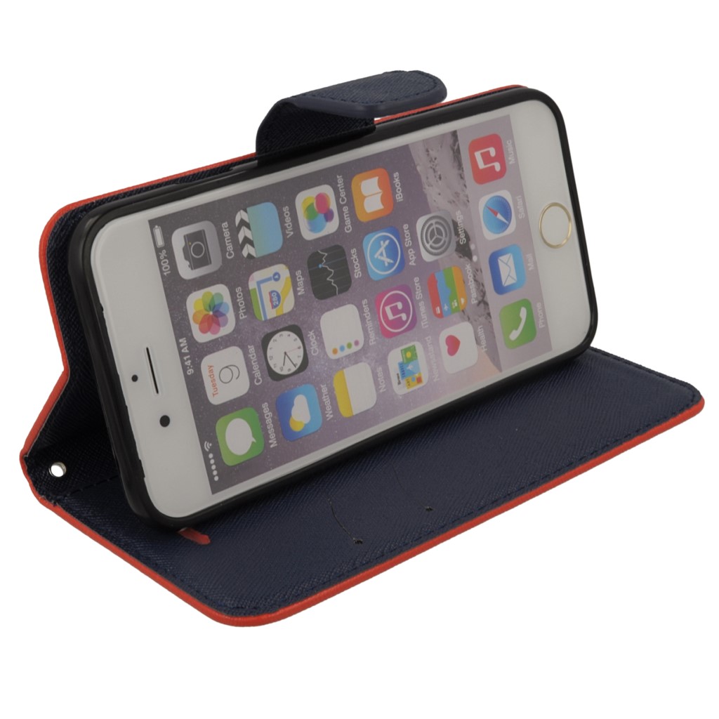 Pokrowiec etui z klapk na magnes Fancy Case czerwono-granatowe APPLE iPhone 6s / 8