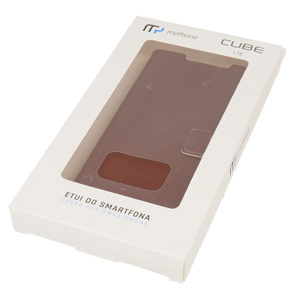 Pokrowiec oryginalny CUBE LTE z klapk flip cover brzowy myPhone Cube LTE / 10