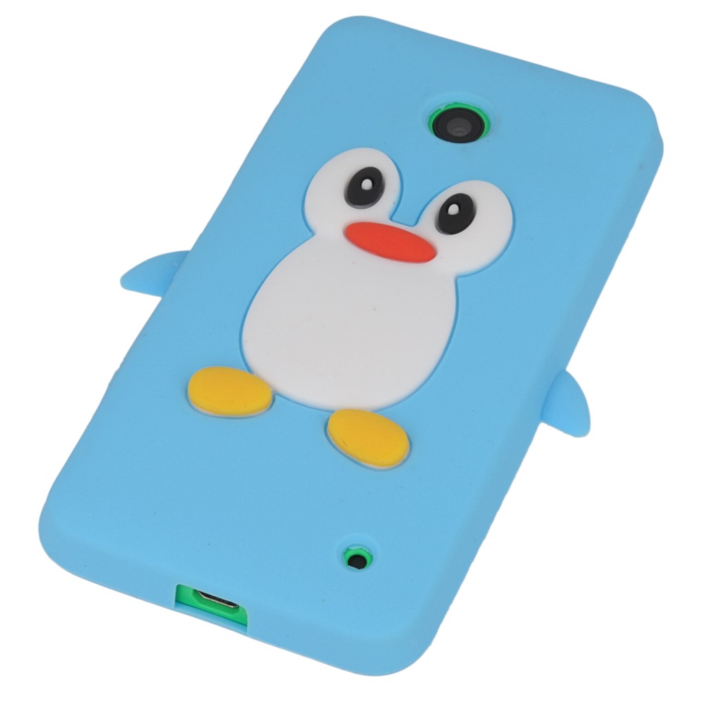 Pokrowiec etui silikonowe 3D Pingwin niebieskie NOKIA Lumia 630