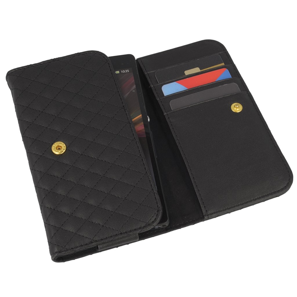 Pokrowiec etui portfel pikowane czarne myPhone C-Smart IIIS