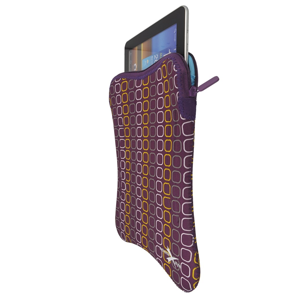 Pokrowiec etui na zamek Extreme kwadraty fioletowe SAMSUNG Galaxy Tab 4 Pro 10.1 / 3