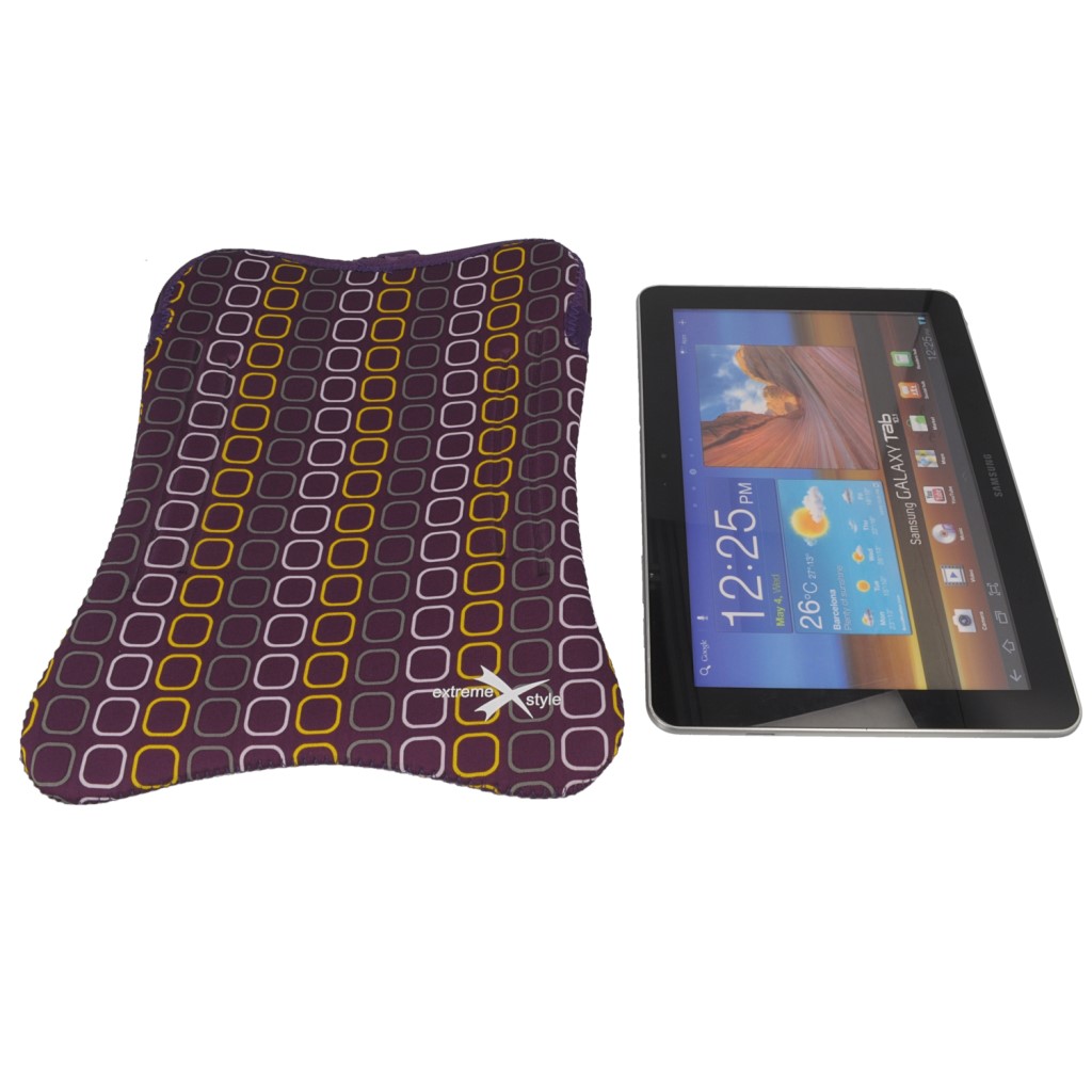Pokrowiec etui na zamek Extreme kwadraty fioletowe SAMSUNG Galaxy Tab 4 10.1 / 6