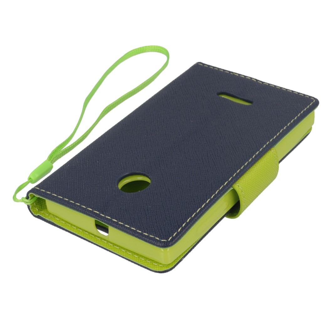 Pokrowiec etui z klapk na magnes Fancy Case granatowo-limonkowe Microsoft Lumia 640 XL Dual SIM / 4