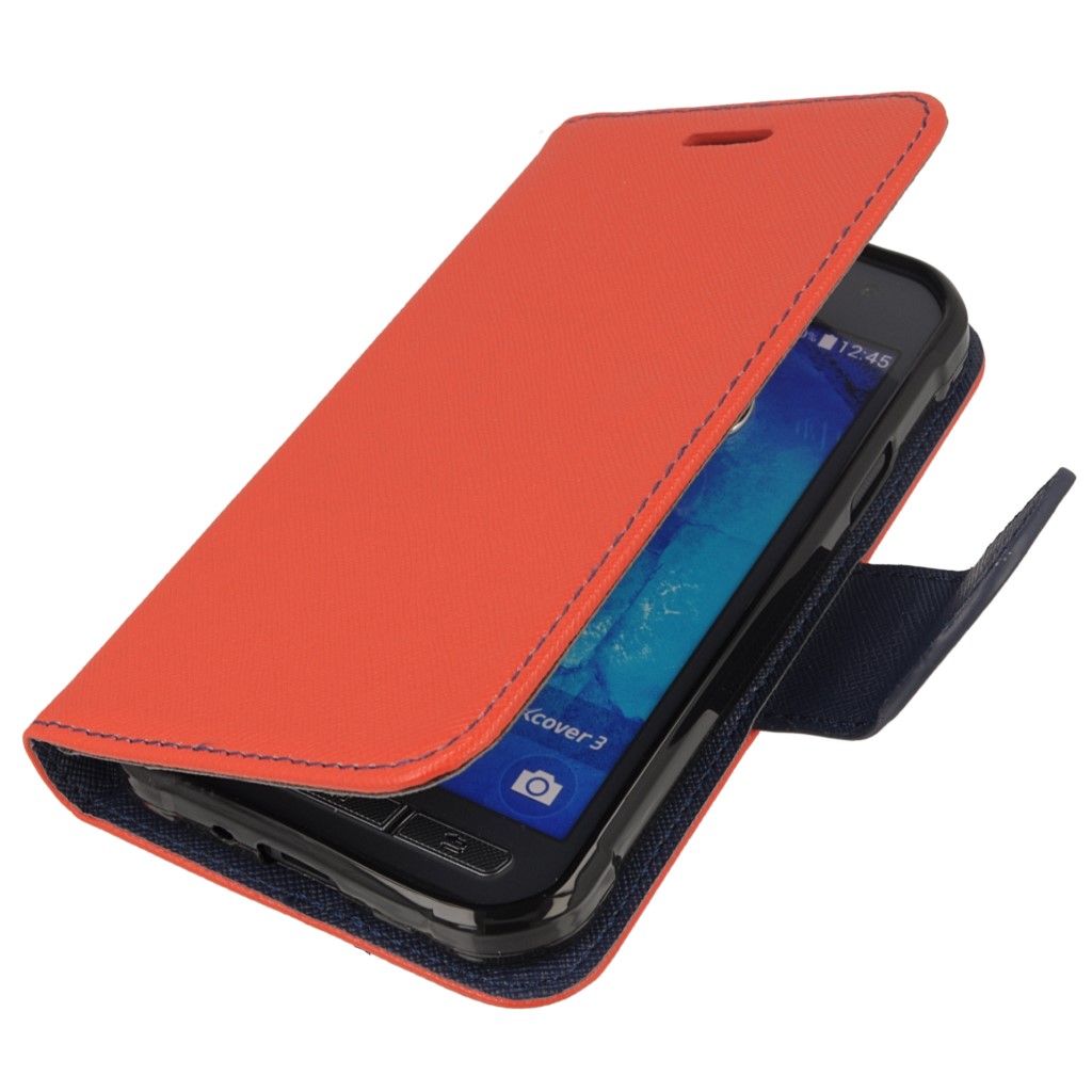 Pokrowiec etui z klapk na magnes Fancy Case czerwono-granatowe SAMSUNG Galaxy Xcover 3