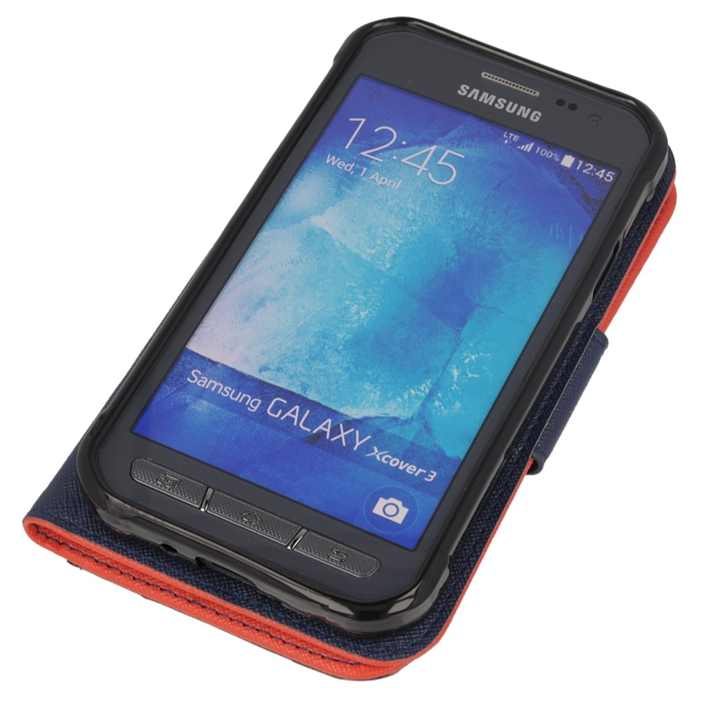 Pokrowiec etui z klapk na magnes Fancy Case czerwono-granatowe SAMSUNG Galaxy Xcover 3 / 8