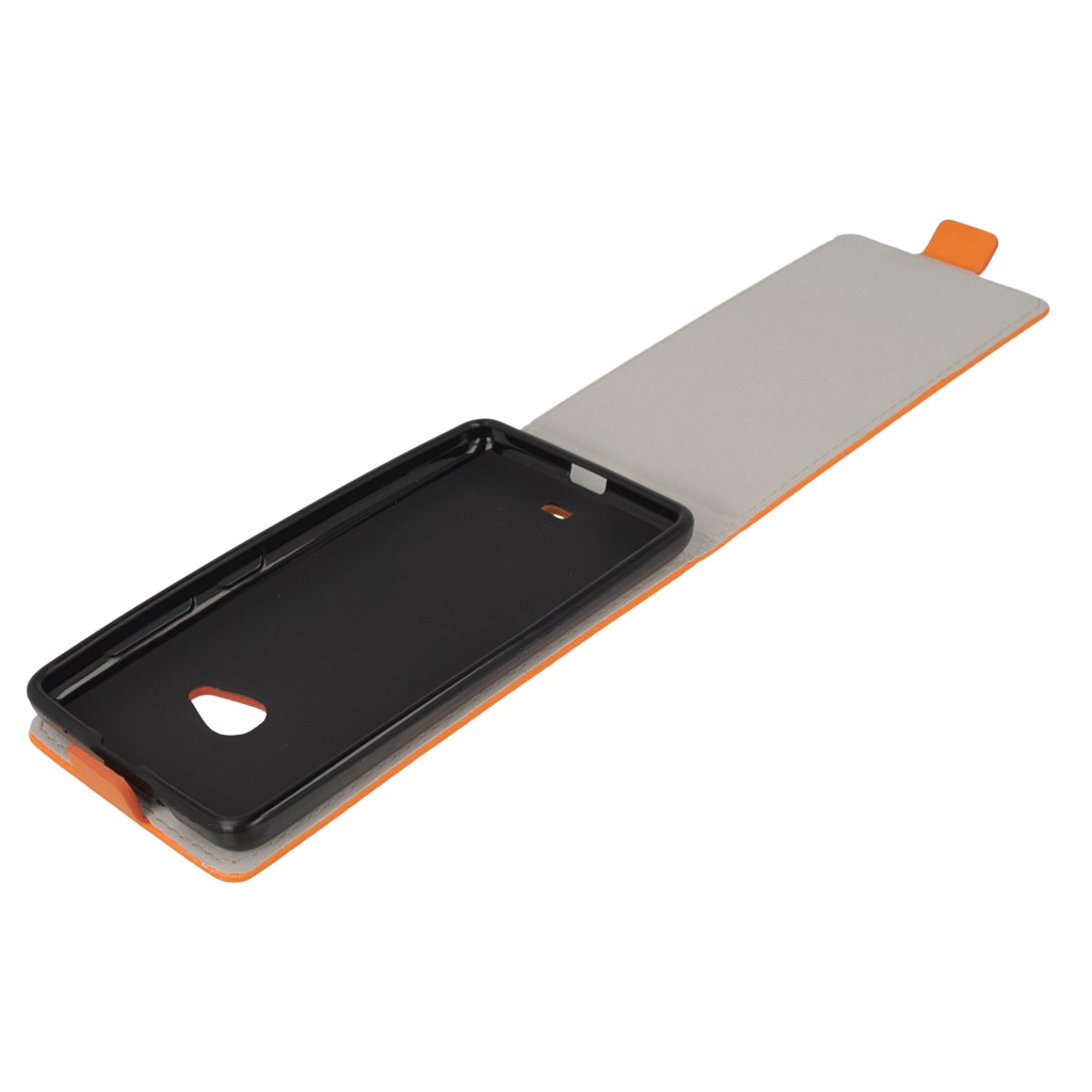 Pokrowiec z klapk na magnes Prestige Slim Flexi pomaraczowy Microsoft Lumia 640 Dual SIM / 9