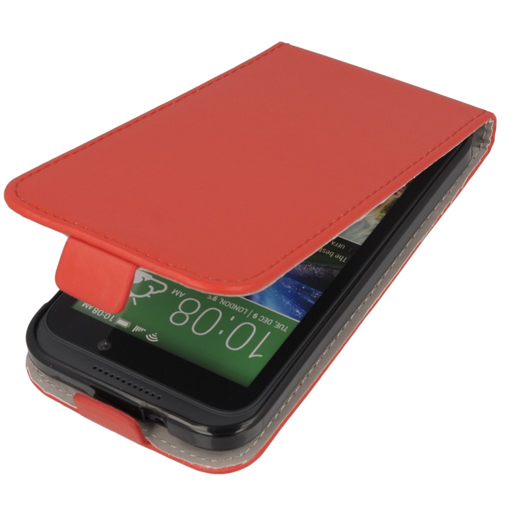 Pokrowiec z klapk na magnes Prestige Slim Flexi czerwony HTC Desire 320