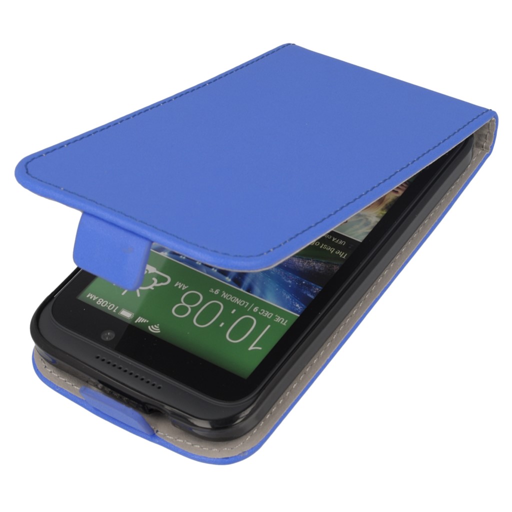 Pokrowiec z klapk na magnes Prestige Slim Flexi  niebieski HTC Desire 320