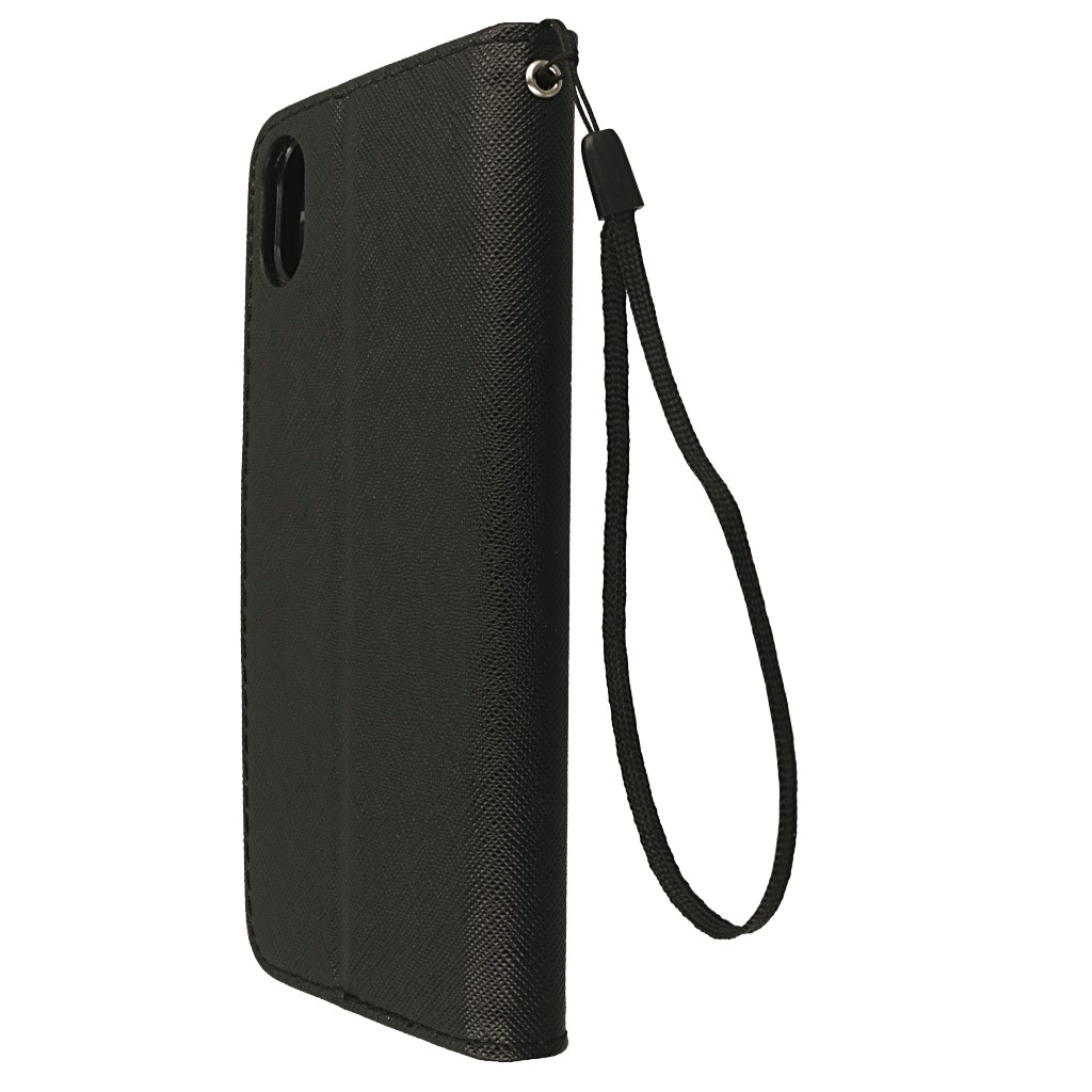 Pokrowiec etui z klapk na magnes Fancy Case czarne APPLE iPhone 9 / 8