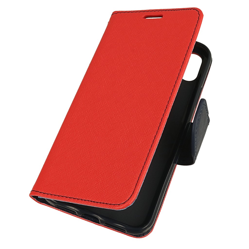 Pokrowiec etui z klapk na magnes Fancy Case czerwono-granatowe APPLE iPhone 9