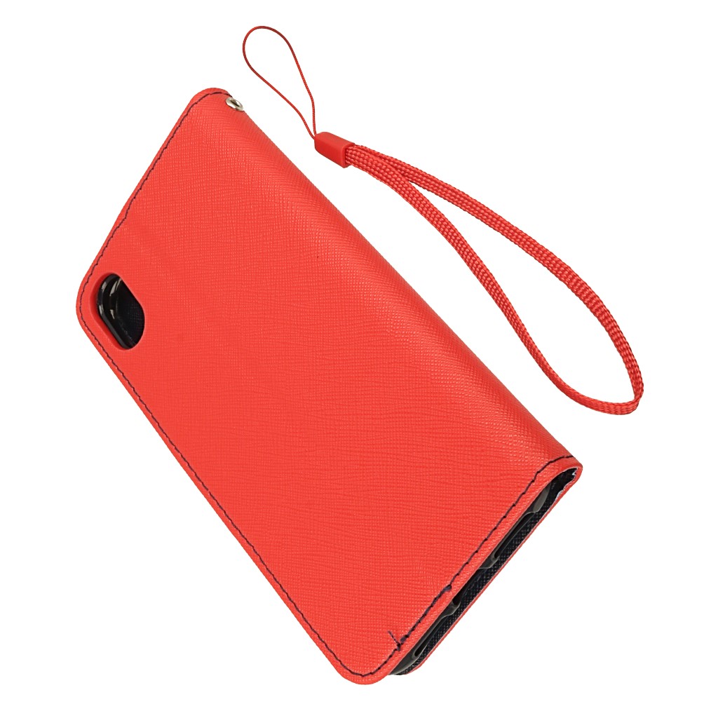 Pokrowiec etui z klapk na magnes Fancy Case czerwono-granatowe APPLE iPhone 9 / 5