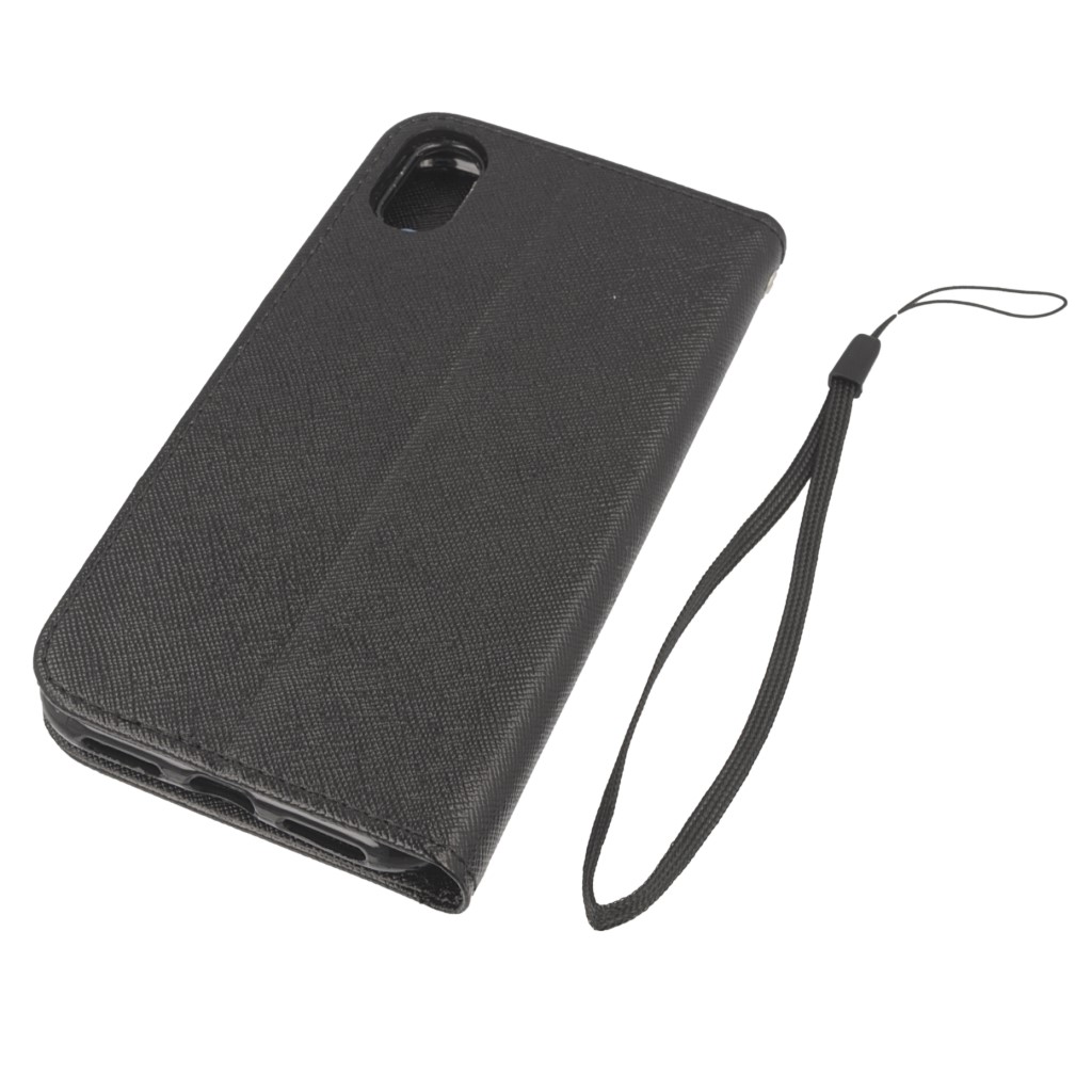 Pokrowiec etui z klapk na magnes Fancy Case czarne APPLE iPhone X / 3