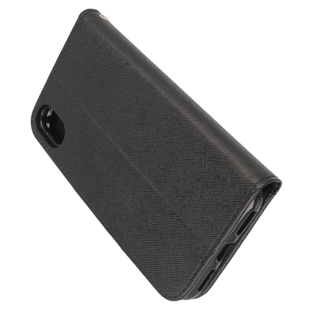 Pokrowiec etui z klapk na magnes Fancy Case czarne APPLE iPhone X / 4
