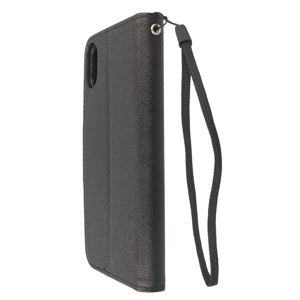 Pokrowiec etui z klapk na magnes Fancy Case czarne APPLE iPhone X / 5