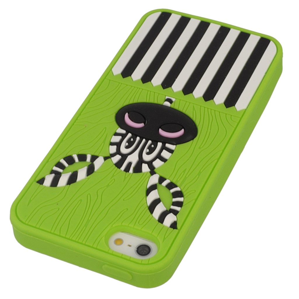 Pokrowiec etui silikonowe 3D Zebra 2 zielona APPLE iPhone SE / 2