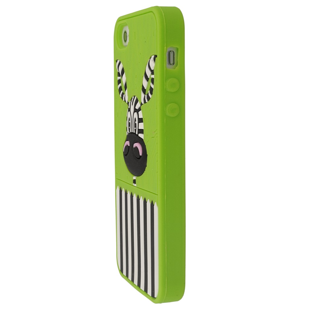 Pokrowiec etui silikonowe 3D Zebra 2 zielona APPLE iPhone SE / 4