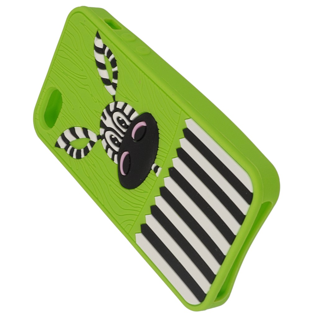 Pokrowiec etui silikonowe 3D Zebra 2 zielona APPLE iPhone 5 / 6