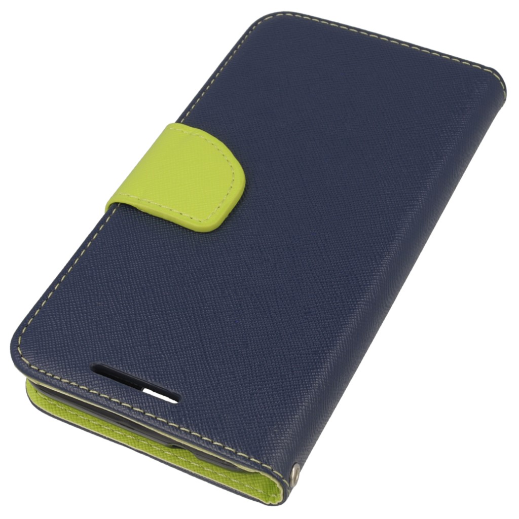 Pokrowiec etui z klapk na magnes Fancy Case granatowo-limonkowe HTC Desire 620 / 2