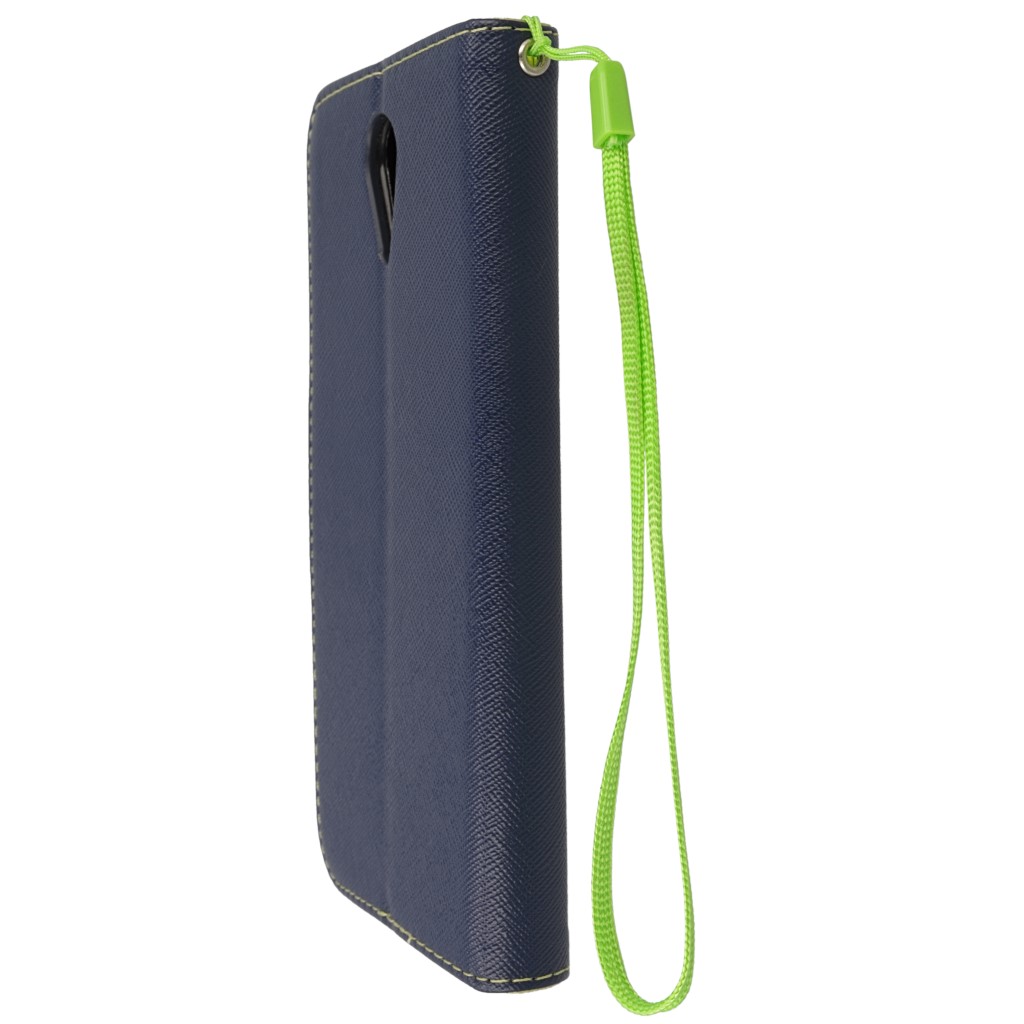 Pokrowiec etui z klapk na magnes Fancy Case granatowo-limonkowe HTC Desire 620 / 6
