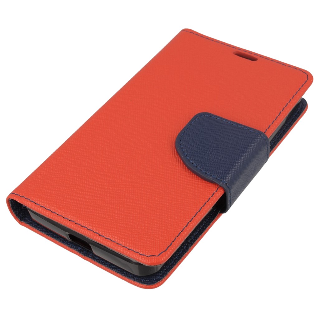 Pokrowiec etui z klapk na magnes Fancy Case czerwono-granatowe Microsoft Lumia 430 Dual SIM