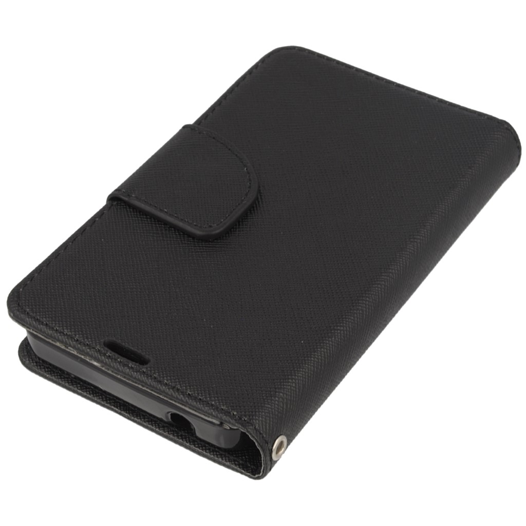 Pokrowiec etui z klapk na magnes Fancy Case czarne Microsoft Lumia 430 Dual SIM / 2
