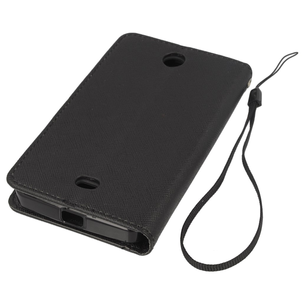 Pokrowiec etui z klapk na magnes Fancy Case czarne Microsoft Lumia 430 Dual SIM / 3