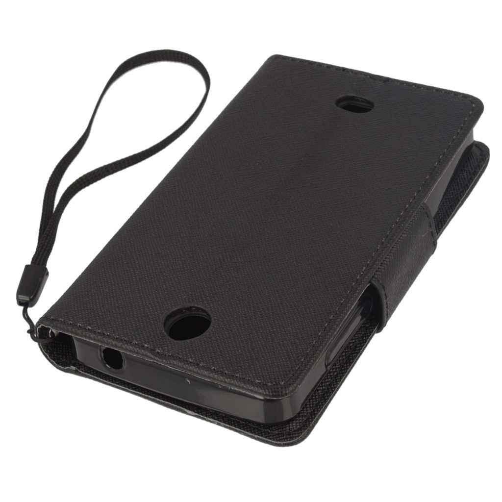 Pokrowiec etui z klapk na magnes Fancy Case czarne Microsoft Lumia 430 Dual SIM / 4